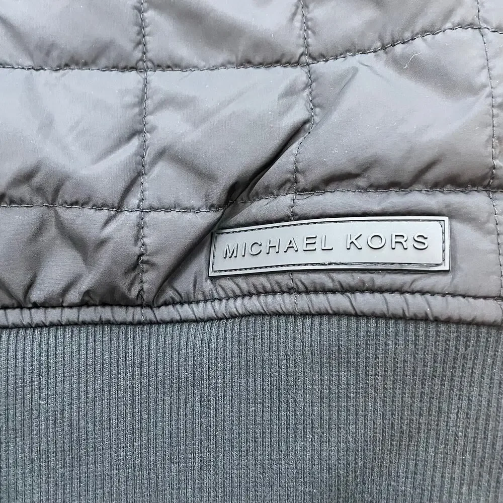 Michael Kors Quilted Hooded Puffer Vest Black Full Zip Women's Large